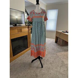 Women’s Floral Print Dress Short Sleeve Dress Sz Small NWT UNLINED Boho Chic